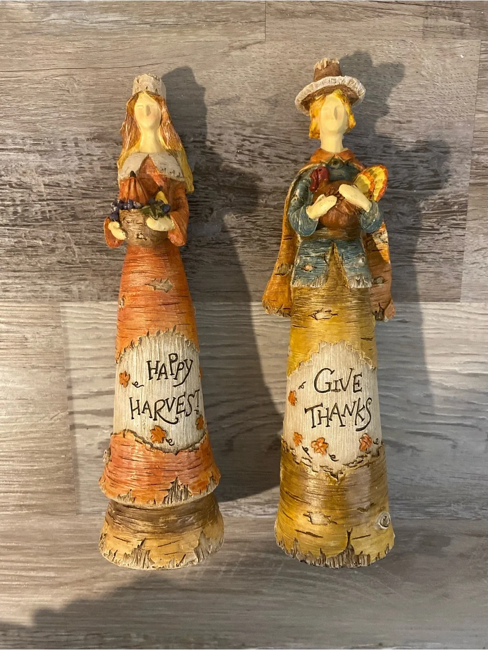 Ganz Thanksgiving Pilgrim Resin Statue Couple Set Of 2 Happy Harvest Give Thanks
